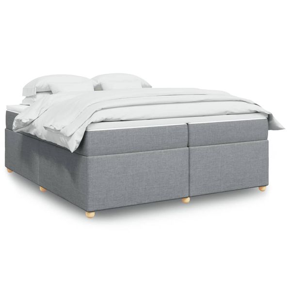 vidaXL Posteľný rám boxsping s matracom bledosivý 200x200 cm látka