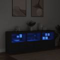 vidaXL Komoda s LED svetlami čierna 181,5x37x67 cm