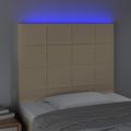 vidaXL Čelo postele s LED krémové 80x5x118/128 cm látka