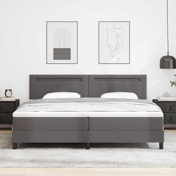 vidaXL Posteľ s pružinovým rámom Sivá 200 x 200 cm Umelá koža