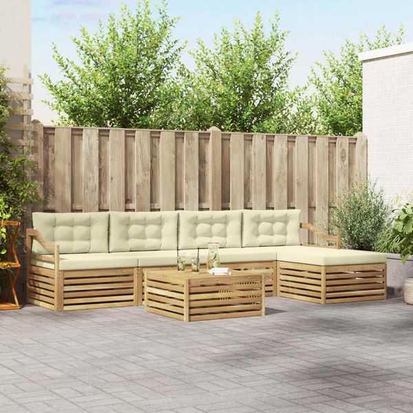 vidaXL Záhradná súprava gaučov 6 pcs Biela a krémová 79 x 79 x 37 cm