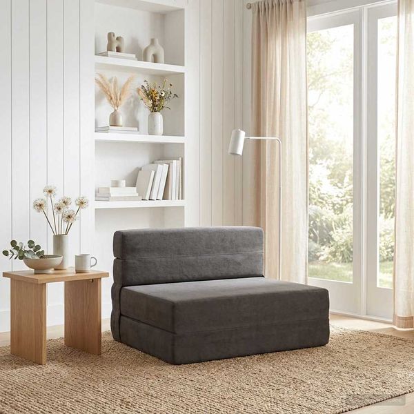 vidaXL Skladacia pohovka na spaní Tmavosivá 70 x 72 x 60 cm Látka
