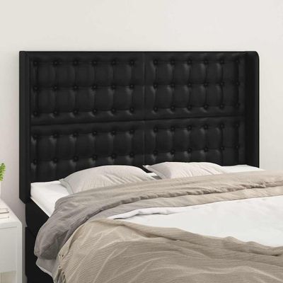 vidaXL Čelo postele so záhybmi čierne 147x16x118/128 cm umelá koža