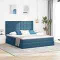 vidaXL Postel s úložným prostorem a matrací Tmavomodrá 160 x 200 cm