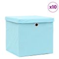 vidaXL Úložné boxy s vekom 10 ks, svetlomodré 32x32x32 cm, látka