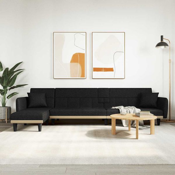 vidaXL Pohovka v tvare L čierna 275x140x70 cm látka