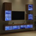 vidaXL TV nástenné jednotky s LED 5 ks Remeselný dub 100 x 30 x 30 cm