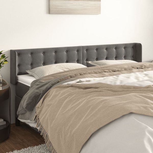 vidaXL Čelo postele so záhybmi tmavosivé 183x16x78/88 cm zamat