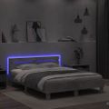 vidaXL Posteľný rám s čelom a LED betónovo sivý 140x200 cm