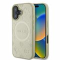 Guess puzdro na iPhone 16 6,1" GUHMP16SPSAPSMED zlaté tvrdé puzdro Saffiano Peony Classic Logo MagSafe