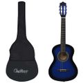 vidaXL Klasická gitara pre začiatočníkov a deti s taškou modrá 1/2 34"