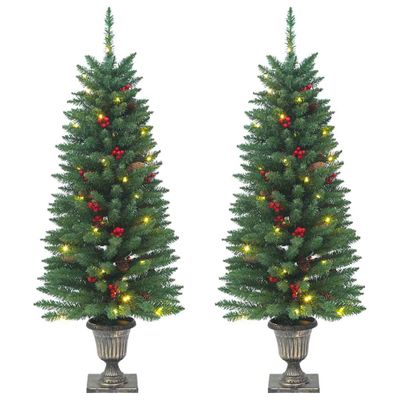 vidaXL Umelé vianočné stromčeky 2 ks 100 LED zelené 120 cm