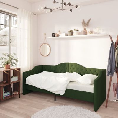 vidaXL Pohovka s USB tmavozelená látková 90x200 cm