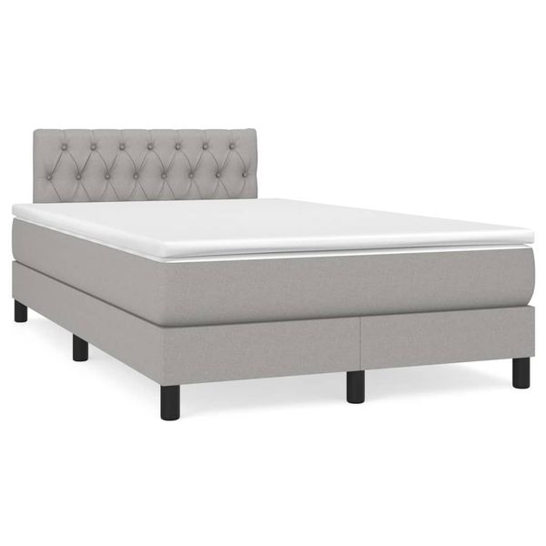 vidaXL Boxspring posteľ s matracom a LED, svetlosivá 120x190 cm, látka