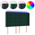 vidaXL Čelo postele s LED tmavozelené 147x16x118/128 cm zamat