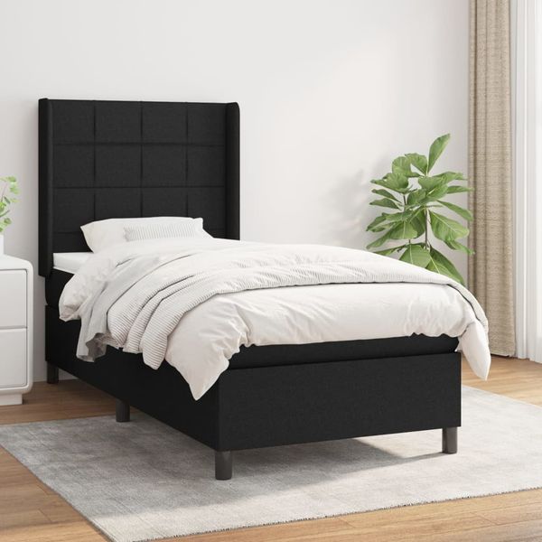 vidaXL Posteľný rám boxspring s matracom čierny 80x200 cm látka
