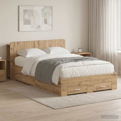 vidaXL Rám postele so skladom s čelnou doskou Dub artisan 120 x 190 cm