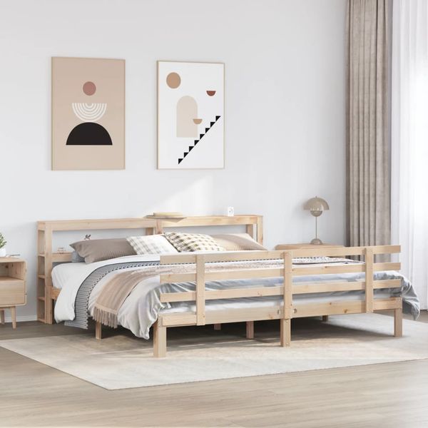 vidaXL Posteľný rám s čelom 200x200 cm masívna borovica