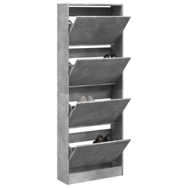 vidaXL Botník betónovo sivý 60x21x163,5 cm kompozitné drevo