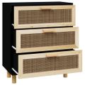 vidaXL Komoda čierna 60x30x70 cm masívna borovica a prírodný ratan