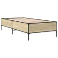 vidaXL Posteľný rám dub sonoma 90x190 cm kompozitné drevo a kov
