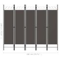 vidaXL Paraván s 5 panelmi, antracitový 200x180 cm