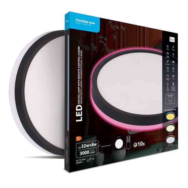 Modee Okrúhle stropné LED svietidlo CLB2BK 32+8W 3CCT+RGB 3000lm, ovládač (ML-CLB2BK)