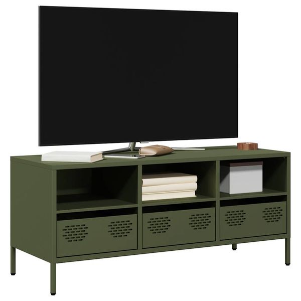 vidaXL TV skrinka olivovozelená 101,5x39x43,5 cm oceľ
