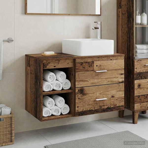 vidaXL Sada kúpeľňového nábytku 2 pcs Staré drevo Kompozitné drevo