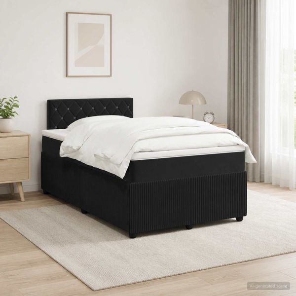 vidaXL Posteľ boxspring s matracom Čierna 120 x 190 cm Zamat