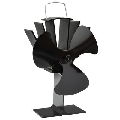 vidaXL Teplom poháňaný ventilátor na krb s 3 lopatkami čierny
