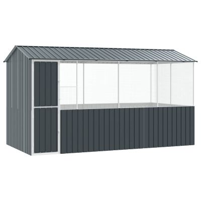 vidaXL Klietka pre vtákov Antracit 410 x 210 x 230 cm Pozinkovaná oceľ