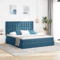 vidaXL Postel s úložným prostorem a matrací Tmavomodrá 160 x 200 cm