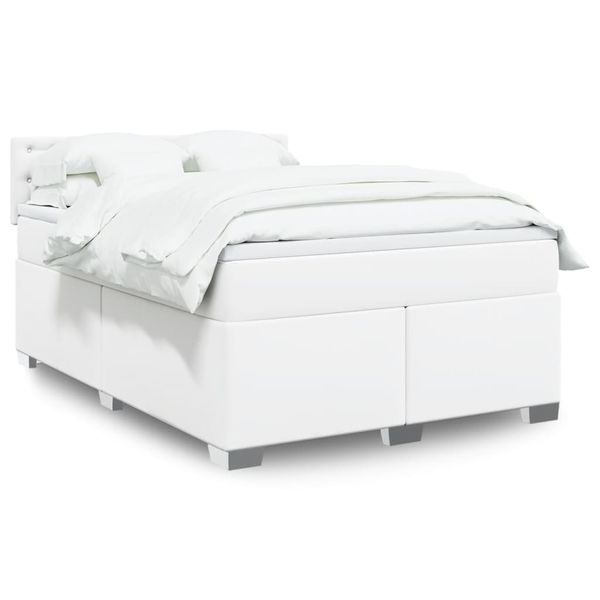 vidaXL Boxspring posteľ s matracom biely 140x190 cm umelá koža