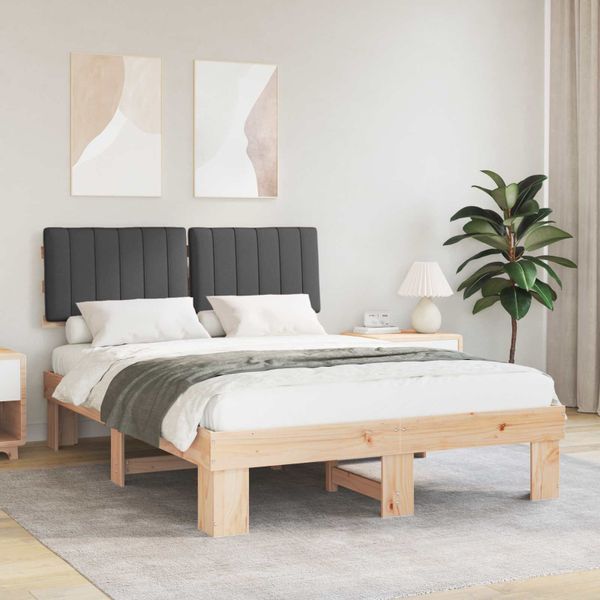vidaXL Rám postele s čalúneným čelom Tmavo šedá 135 x 190 cm