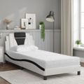 vidaXL Posteľ Viana s matracom bielo-čierna 90x190 cm umelá koža