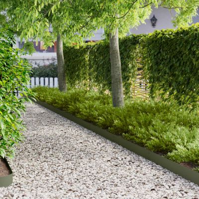 vidaXL Obrubník trávnika 50 ks 103 x 15 cm Oceľ Olivovo zelená