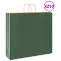 vidaXL Papierové tašky 250 ks s rúčkami, zelené, 54x15x49 cm