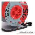 Prodlužovací kabel EMOS P19425 na bubnu 25 m / 4 zásuvky / červený / PVC / 230 V / 1,5 mm2