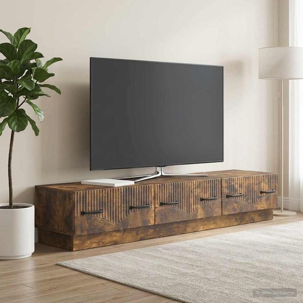 vidaXL TV skrinka Dymový dub 147 x 34,5 x 27 cm Kompozitné drevo
