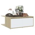 vidaXL Konferenčný stolík, biela+sonoma 80x80x31 cm, kompozitné drevo