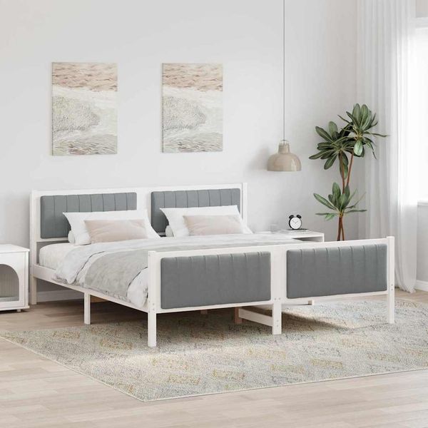 vidaXL Rám postele Biela a svetlosivá 180 x 200 cm Borovicový masív