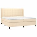 vidaXL Posteľ boxsping s matracom a LED krémová 200x200 cm látka