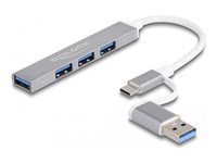 4 Port Slim USB Hub with USB Type-C or