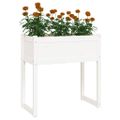vidaXL Kvetináč biely 78x40x81 cm borovicový masív