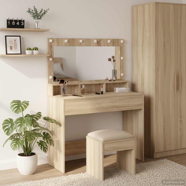 vidaXL Toaletný stolík Sonoma dub 100 x 41 x 135 cm Kompozitné drevo