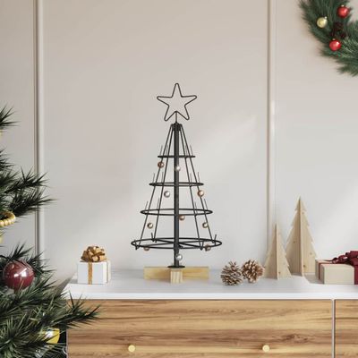 vidaXL Vianočný kužeľový stromček so stojanom Čierna 60 cm Oceľ
