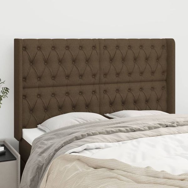 vidaXL Čelo postele so záhybmi tmavohnedé 147x16x118/128 cm látka