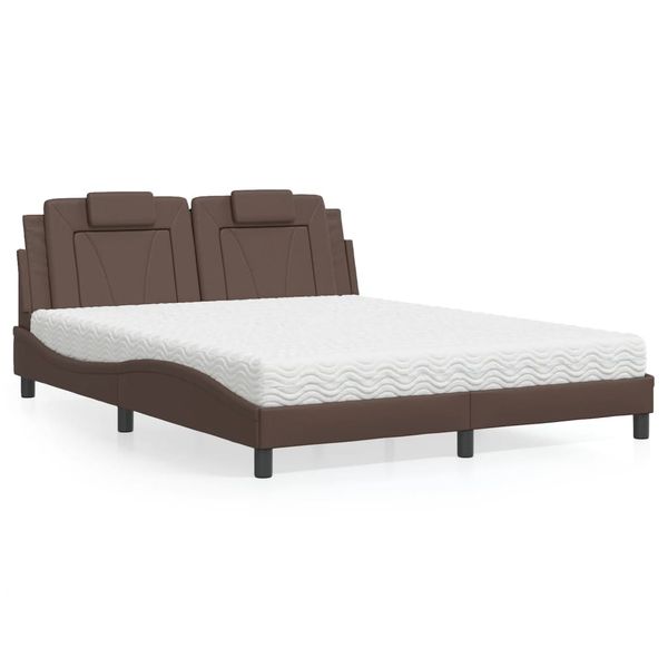 vidaXL Posteľ Viana s matracom hnedá 160x200 cm umelá koža