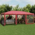 vidaXL Párty stan s 10 sieťkovanými bočnými stenami červený 6x4 m HDPE